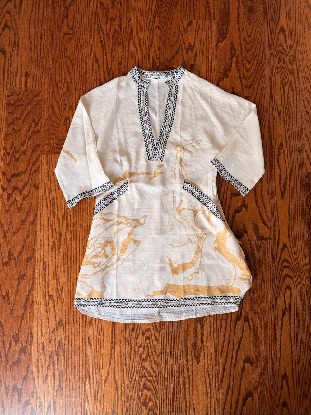 Coverup with Gold Print and Black Trim